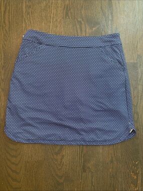 Peter Millar Golf Skort Size M Navy Geometric Print UPF 50+ Performance